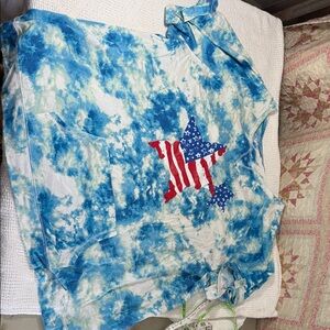 Woman Within Blue and White Tie-Dye Tank